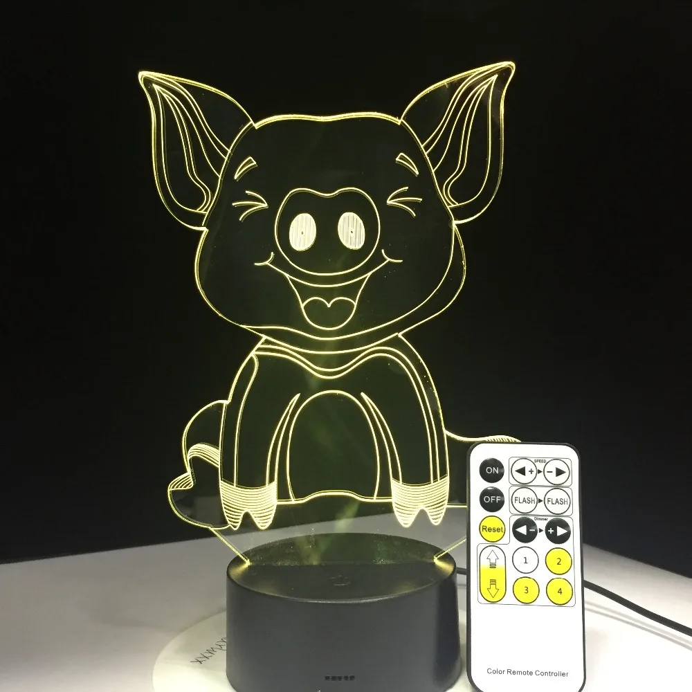 Latest Cute Pig 3D Illusion Lamp Visual Effect Night Light 7 Colors RF Ble Remote Touch Control USB Cable Creative Holiday Gift
Latest Cute Pig 3D Illusion Lamp Visual Effect Night Light 7 Colors RF Ble Remote Touch Control USB Cable Creative Holiday Gift