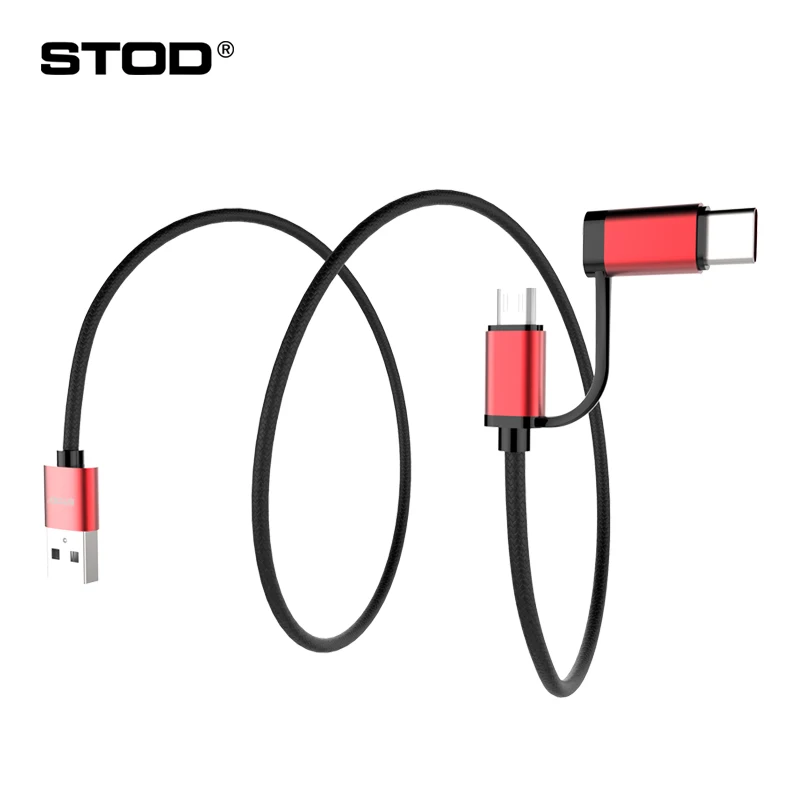 STOD 2в1 кабель Micro USB Type C провод для зарядки данных 2A Samsung Huawei Xiaomi USBC шнур зарядного