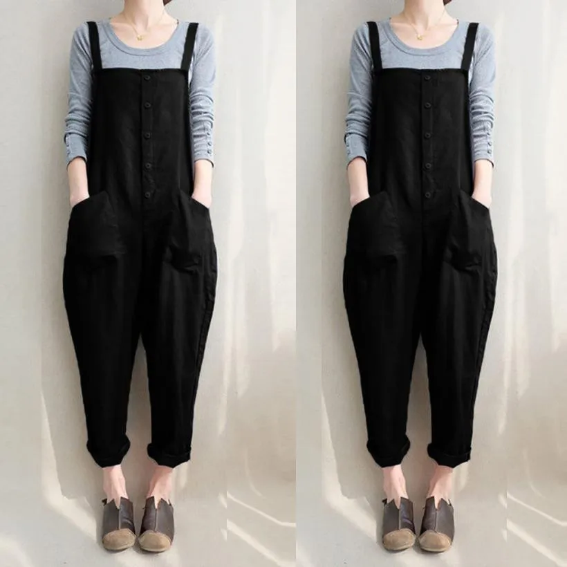 Fashion Women Jumpsuits Sleeveless Button Jumpsuits Overalls Harem Long Pants Trousers Playsuits
Fashion Women Jumpsuits Sleeveless Button Jumpsuits Overalls Harem Long Pants Trousers Playsuits