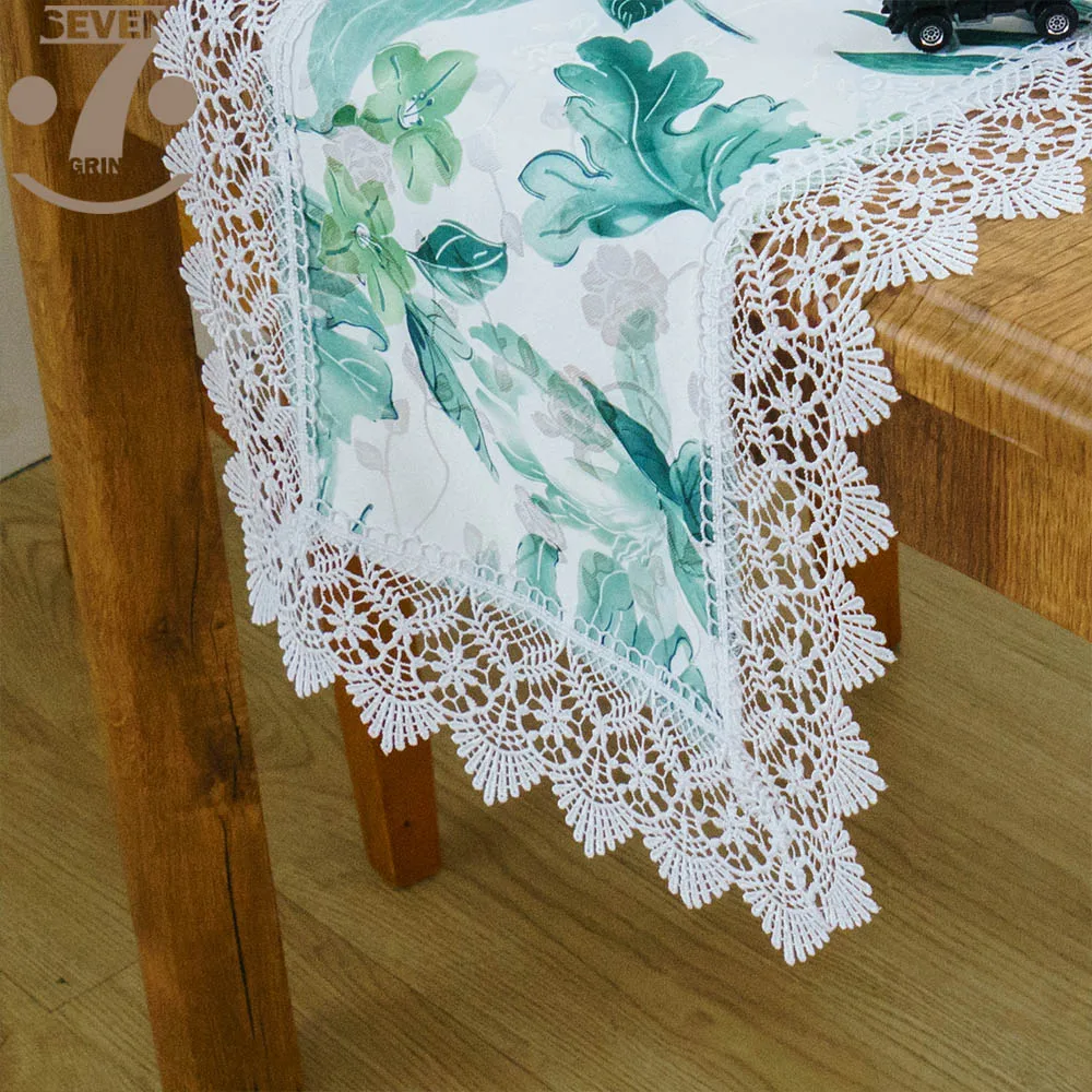 Soft Green Color Floral Jacquard Cloth Rainforest Style Elegant Embroidered Lace Border Decorative Table Runner
Soft Green Color Floral Jacquard Cloth Rainforest Style Elegant Embroidered Lace Border Decorative Table Runner