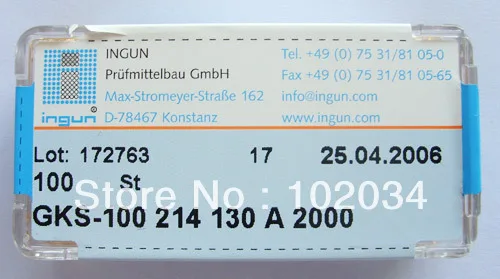 100 шт./лот 100% оригинальный INGUN GKS-100-214-130 214 130 A 2000 пружинный тестовый зонд Pogo Pin, сделано в германии
100 шт./лот 100% оригинальный INGUN GKS-100-214-130 214 130 A 2000 пружинный тестовый зонд Pogo Pin, сделано в германии