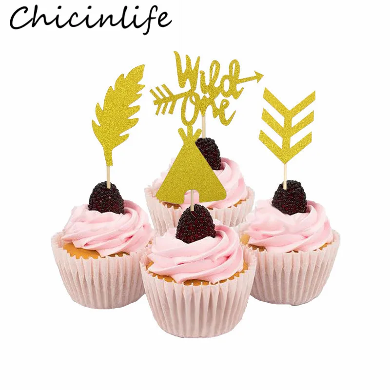 Chicinlife 4 шт. бохо перышки с этническими стрелами дикие кексы Топпер для дня