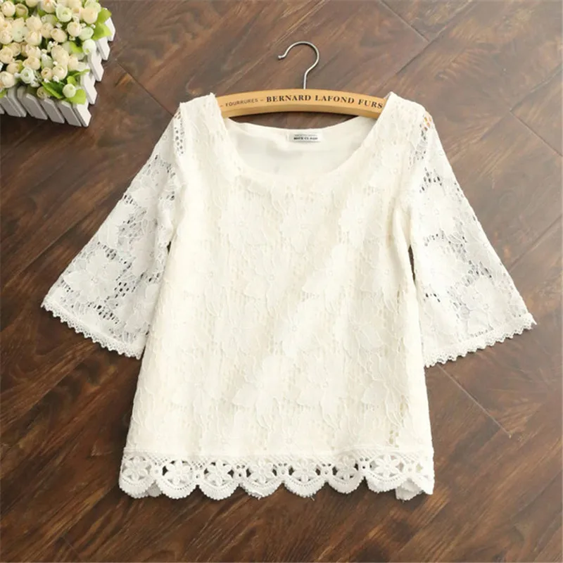 2019 New Women Summer Flare Sleeve Blouse Sweet Hollow Out Floral Lace Shirt Female Half Sleeve Mesh Blouses Short Tops AB1414
2019 New Women Summer Flare Sleeve Blouse Sweet Hollow Out Floral Lace Shirt Female Half Sleeve Mesh Blouses Short Tops AB1414
