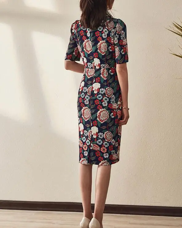 Vintage Work Office Lady Business V Neck Dress Women Summer Elegant Floral Flower Print Slim Bodycon Kneed Length Pencil Dresses
Vintage Work Office Lady Business V Neck Dress Women Summer Elegant Floral Flower Print Slim Bodycon Kneed Length Pencil Dresses