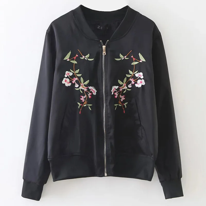Flower embroidery jacket women baseball style slim jackets woman fashion outerwear for spring and autumn
Flower embroidery jacket women baseball style slim jackets woman fashion outerwear for spring and autumn