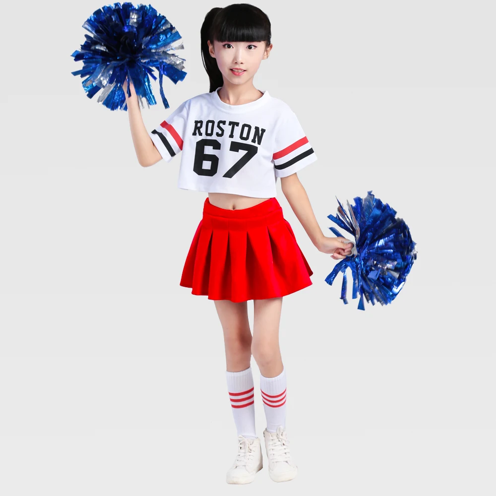New children's cheerleading costumes female jazz hip hop dance long sleeves dew tutu suit performance clothing | Тематическая