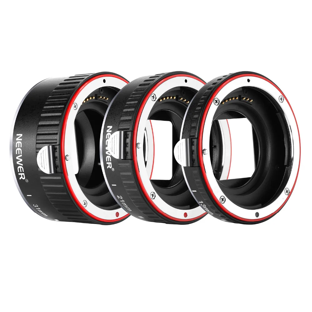 Neewer Metal Auto Focus AF Macro Extension Tube Set 13mm,21mm,31mm for Canon EF EF-S Lens DSLR Camera Such as 7D Mark II
Neewer Metal Auto Focus AF Macro Extension Tube Set 13mm,21mm,31mm for Canon EF EF-S Lens DSLR Camera Such as 7D Mark II