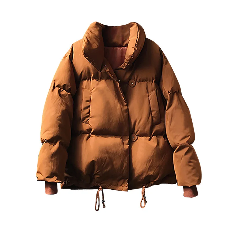 Thick Women Bread Jackets New Autumn Winter Turn Down Collar Loose Students Cocoon Coats Single Breasted Female Wadded Jackets
Thick Women Bread Jackets New Autumn Winter Turn Down Collar Loose Students Cocoon Coats Single Breasted Female Wadded Jackets