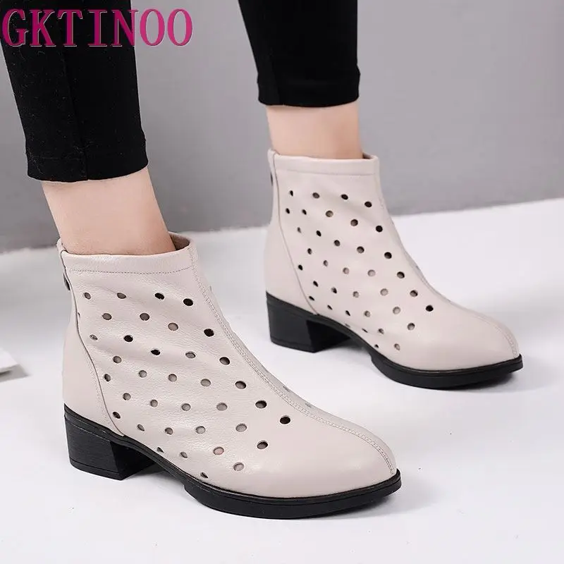 GKTINOO Ankle Boots Zipper Footwear Hollow Out Fashion Ladies High Heels Round Toes Genuine Leather Summer Shoes Plus Size 34-42
GKTINOO Ankle Boots Zipper Footwear Hollow Out Fashion Ladies High Heels Round Toes Genuine Leather Summer Shoes Plus Size 34-42
