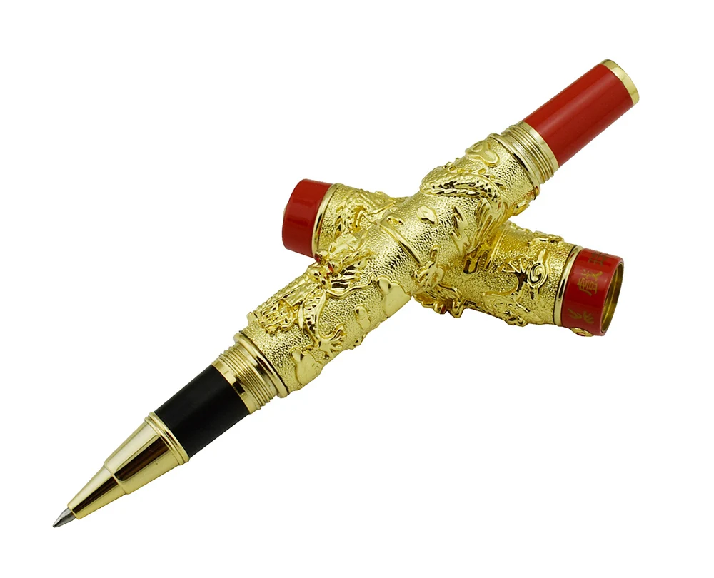 Jinhao Vintage Luxurious Rollerball Pen Double Dragon Playing Pearl, Metal Carving Embossing Heavy Pen Gold & Red for Office
Jinhao Vintage Luxurious Rollerball Pen Double Dragon Playing Pearl, Metal Carving Embossing Heavy Pen Gold & Red for Office