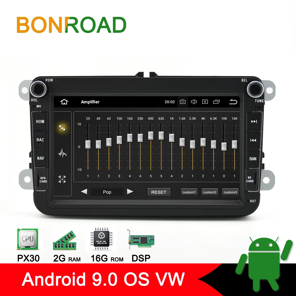 Автомобильный мультимедийный плеер Bonroad 2 Din Android 9 0 для Volkswagen Passat Tiguan Touran Polo Caddy Golf