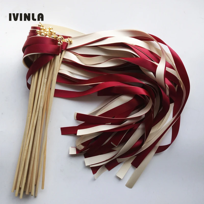 50pcs/lot cream and wine wedding wands Twirling Streamers wedding ribbon stick for wedding decoration
50pcs/lot cream and wine wedding wands Twirling Streamers wedding ribbon stick for wedding decoration