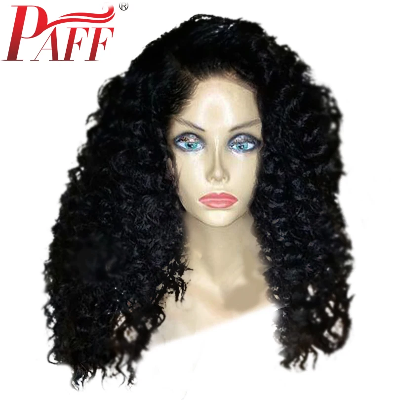 PAFF вьющиеся Glueless 13*3 Синтетические волосы на кружеве человеческих волос парики 250%