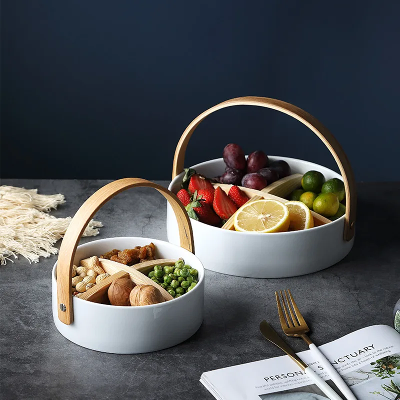 Japan Style Ceramic Plates Partition Tray with Wood Handle for Snacks Nuts Candy Boxes Dry Fruit Baskets Storage Tableware
Japan Style Ceramic Plates Partition Tray with Wood Handle for Snacks Nuts Candy Boxes Dry Fruit Baskets Storage Tableware