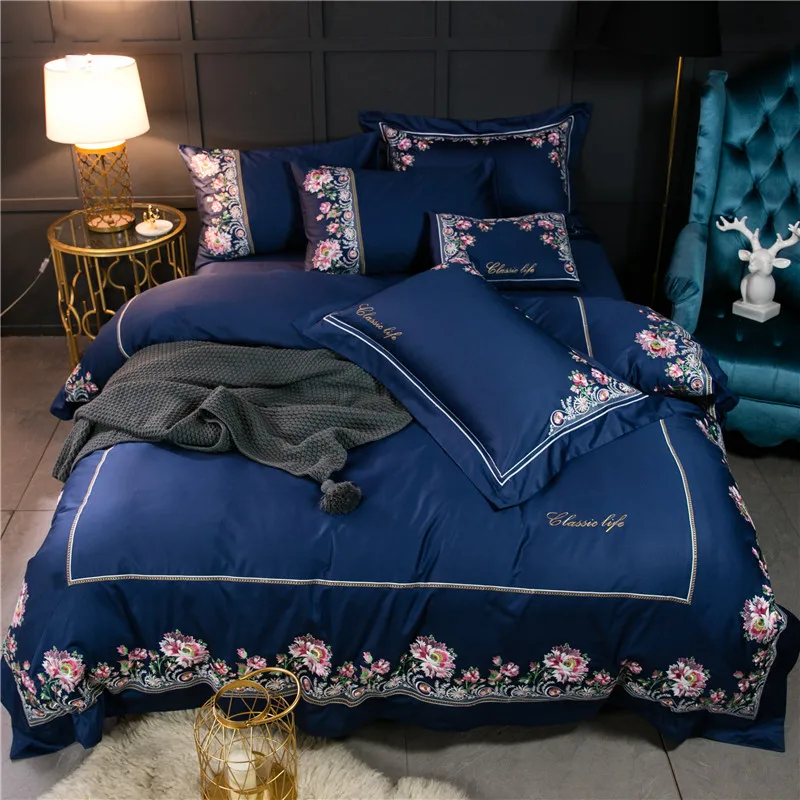 Embroidered Luxury Egyptian Cotton Purple Green Pink Bedding set Queen King size Princess Bedding sets Duvet cover Bed sheet 38
Embroidered Luxury Egyptian Cotton Purple Green Pink Bedding set Queen King size Princess Bedding sets Duvet cover Bed sheet 38