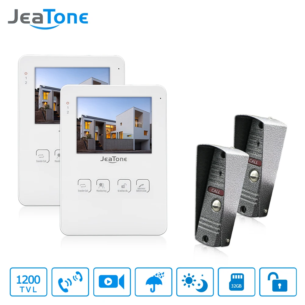 JeaTone 4 "проводной видеодомофон дверной звонок Система внутренней связи