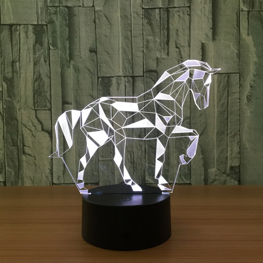 7 Color Horse 3D LED Lamp Visual Led Night Lights for Kids Touch USB Table Lampara Lampe Baby Sleeping Nightlight Star Light
7 Color Horse 3D LED Lamp Visual Led Night Lights for Kids Touch USB Table Lampara Lampe Baby Sleeping Nightlight Star Light