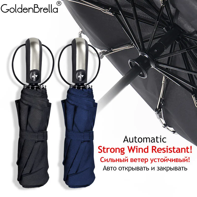 Фото Полностью автоматический 3 складной Зонт от дождя женский ветрозащитный