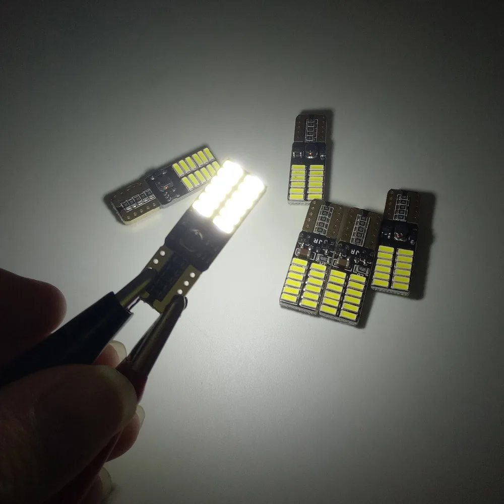 50X светодиодный ные лампы canbus без Ошибок t10 24SMD 4014 3014 Светодиодные янтарные 12В-24В