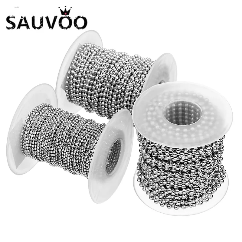 SAUVOO 10 Yard/lot Stainless Steel Solid Stainless Steel Ball Chain 1.5mm 2mm 2.4mm 3mm Round Ball Beaded Bulk Chain Jewelry
SAUVOO 10 Yard/lot Stainless Steel Solid Stainless Steel Ball Chain 1.5mm 2mm 2.4mm 3mm Round Ball Beaded Bulk Chain Jewelry