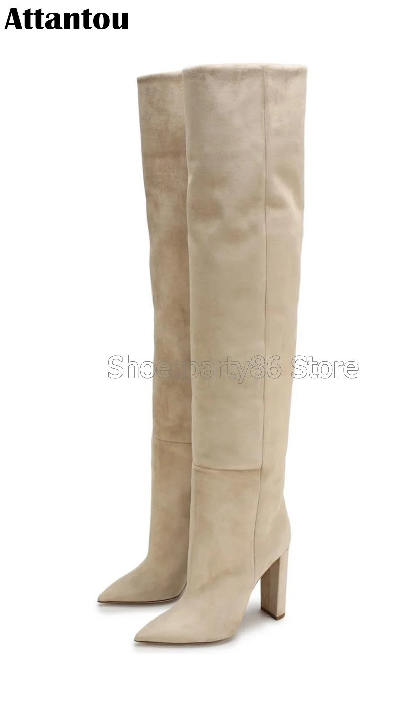 Fashion designer nude color suede leather pointed toe block heeled over the knee winter boots women side zipper for closure boot
Fashion designer nude color suede leather pointed toe block heeled over the knee winter boots women side zipper for closure boot