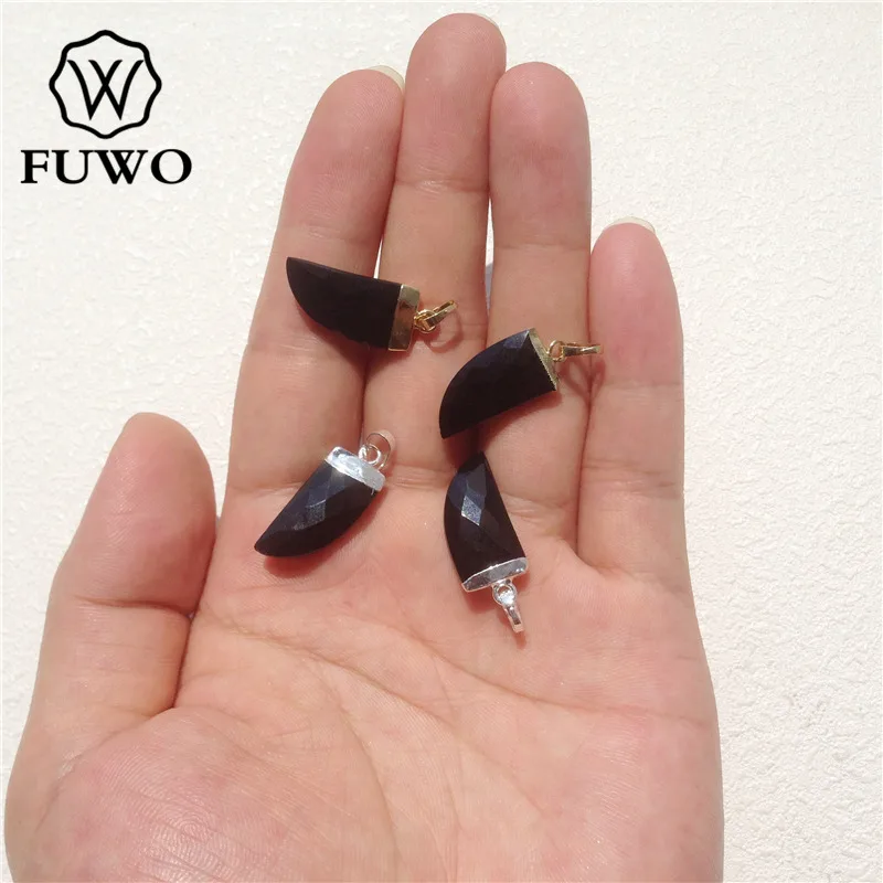 FUWO Horn Shape Natural Black Agates Pendant With 24K Gold Color Plated Cap Fashion Quartz Stone Charm For Jewelry Making PD151
FUWO Horn Shape Natural Black Agates Pendant With 24K Gold Color Plated Cap Fashion Quartz Stone Charm For Jewelry Making PD151