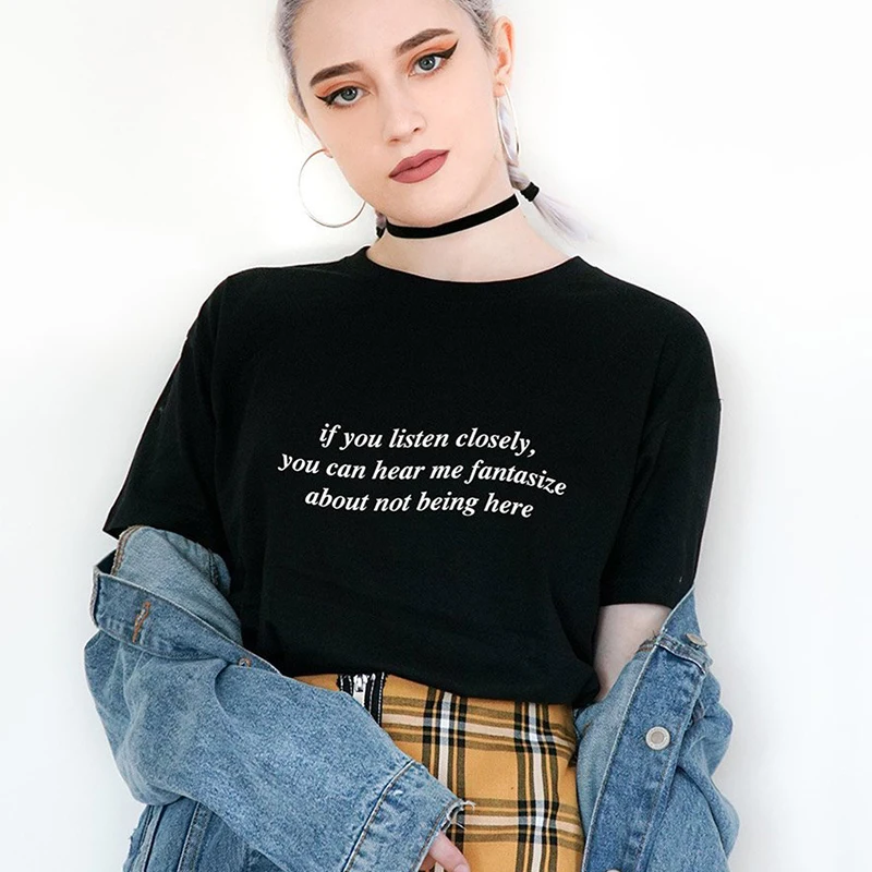 Skuggnas If You Listen Closely You Can Hear Me Fantasize Black T-shirt Tumblr Summer Fashion Grunge 90s Aesthetic Teen dropship
Skuggnas If You Listen Closely You Can Hear Me Fantasize Black T-shirt Tumblr Summer Fashion Grunge 90s Aesthetic Teen dropship