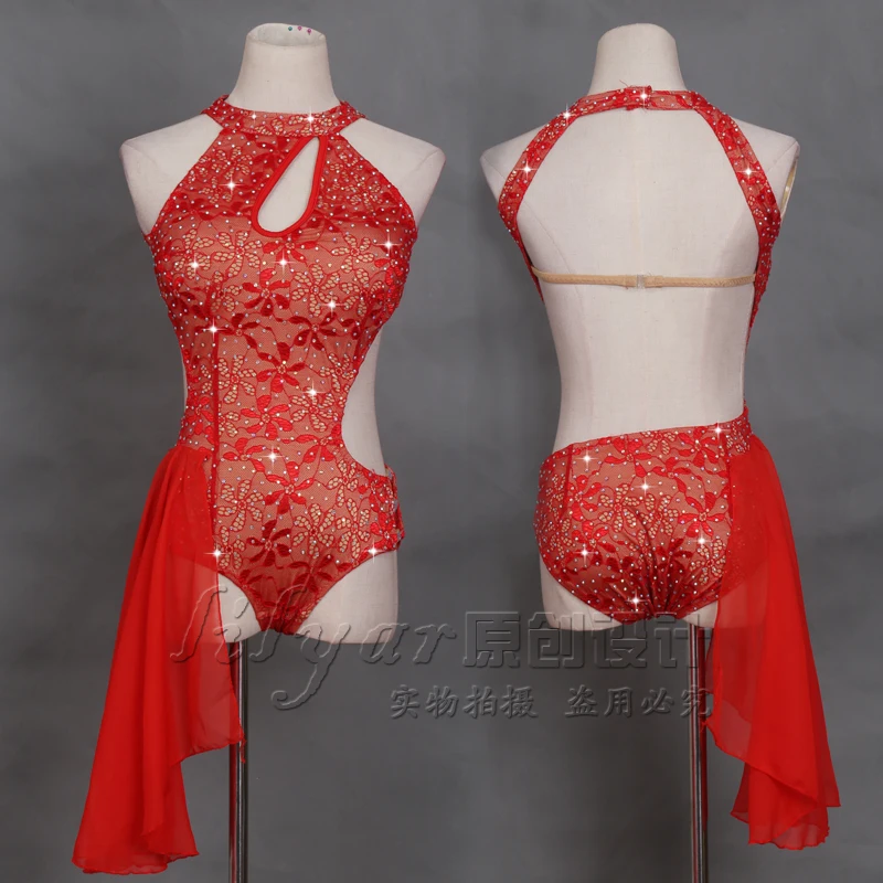 latin dance dress women Performing Costume Red Lace Chinese backless diamond decoration
latin dance dress women Performing Costume Red Lace Chinese backless diamond decoration