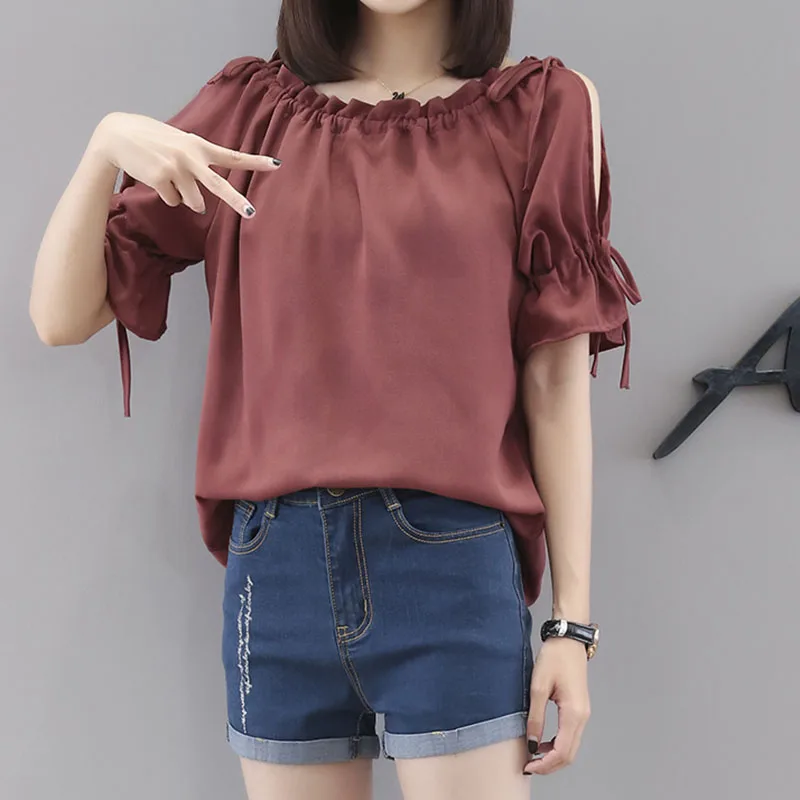 Explosion Women's clothing Large size 4XL Chiffon shirt summer Short sleeve Shirt Wild Strapless shoulder coat Loose Female B119
Explosion Women's clothing Large size 4XL Chiffon shirt summer Short sleeve Shirt Wild Strapless shoulder coat Loose Female B119
