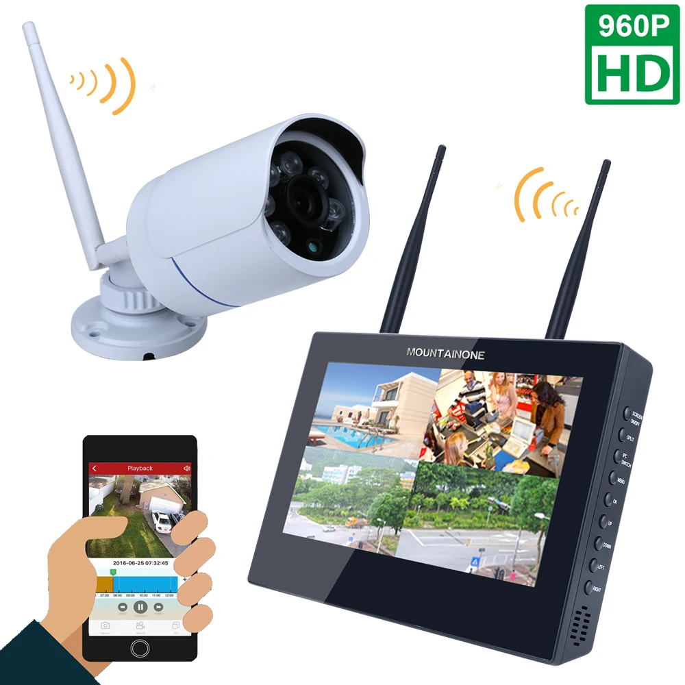 MOUNTAINONE 10"TFT 4CH 960P HD Wireless DVR Video Security System (NVR Kits)-1 PCS 1.3MP Wireless Weatherproof Bullet IP Cameras
MOUNTAINONE 10"TFT 4CH 960P HD Wireless DVR Video Security System (NVR Kits)-1 PCS 1.3MP Wireless Weatherproof Bullet IP Cameras