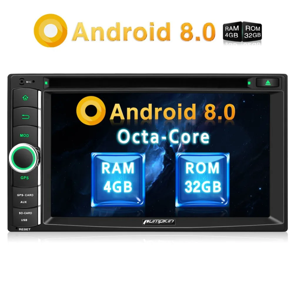 Тыква Android 8 0 автомобильный Радио dvd плеер 2 Din 6 ''универсальный стерео GPS