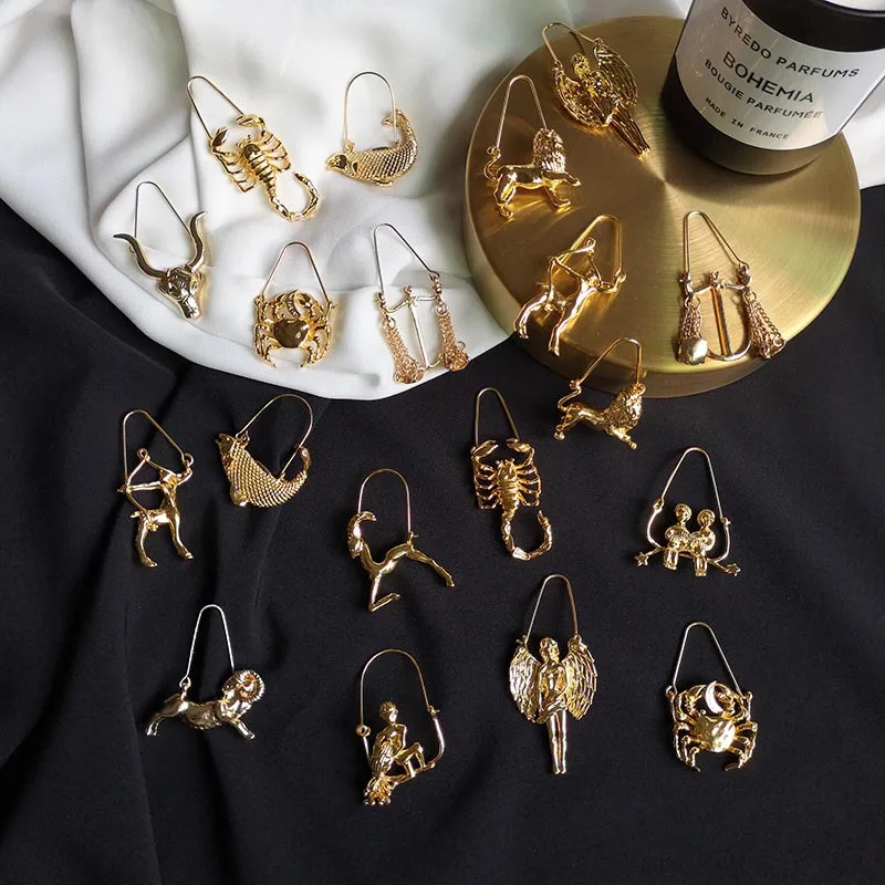 New Design 12 constellations Zodiac Sign Earrings yellow Gold color alloy Women's earrings
New Design 12 constellations Zodiac Sign Earrings yellow Gold color alloy Women's earrings