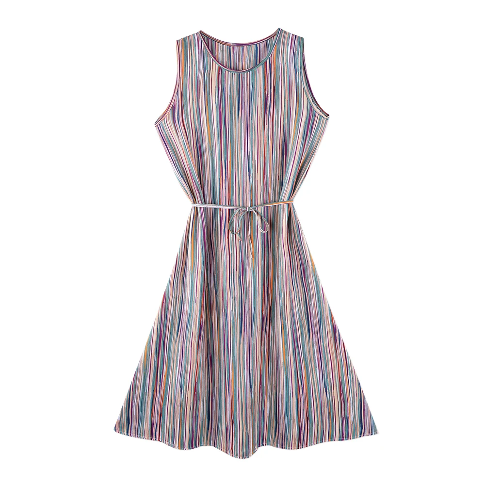 Neatie kiddie 2019 Fashion Women Color Stripe Print A-line Knee-length Dresses O-Neck Sleeveless Elegant Bohemian Beach Vestidos
Neatie kiddie 2019 Fashion Women Color Stripe Print A-line Knee-length Dresses O-Neck Sleeveless Elegant Bohemian Beach Vestidos