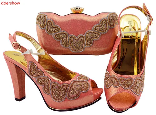 doershow GREEN Shoe and Bag Set African Italian Design High Quality Matching Shoes for parties HWD1-1 | Обувь