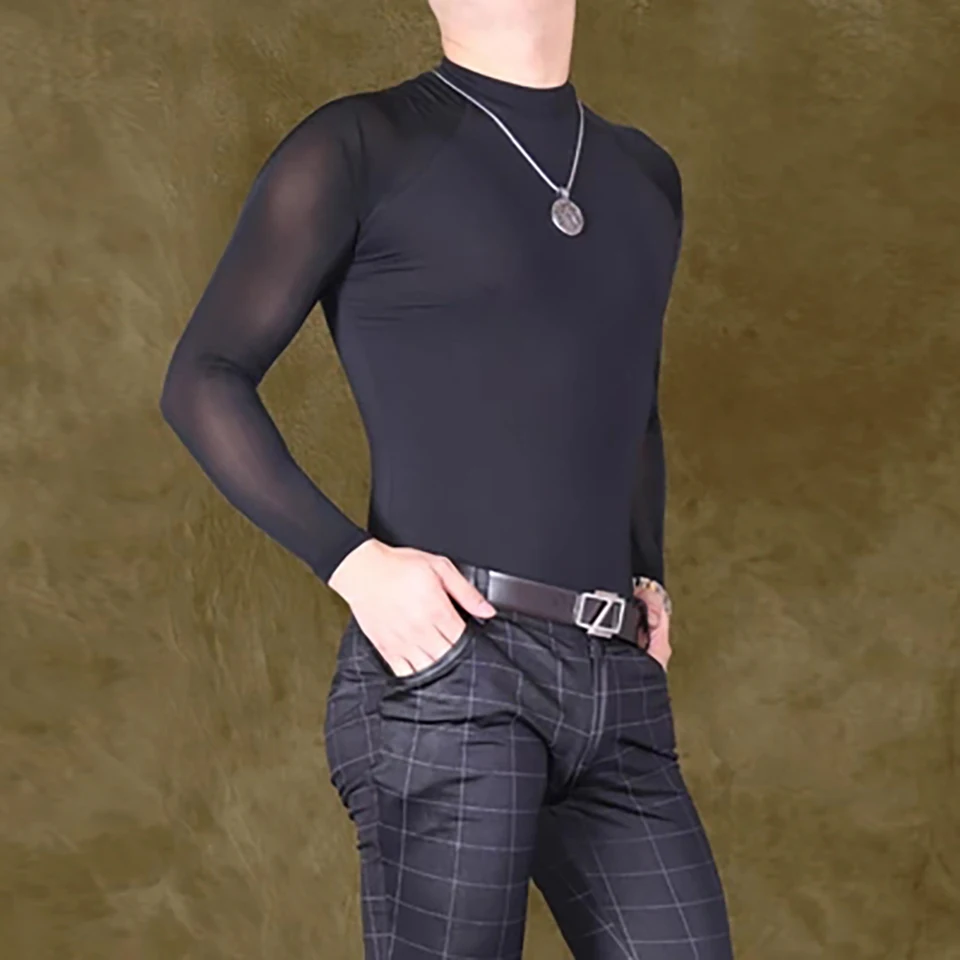 sexy men perspective ice silk sleeve modal O collar one-piece tight Top base long sleeve casual t - shirt black Tees
sexy men perspective ice silk sleeve modal O collar one-piece tight Top base long sleeve casual t - shirt black Tees