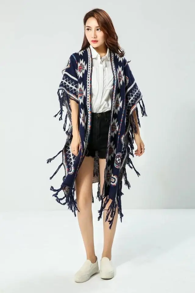 H.SA Women Tassel Poncho New Oversized Knit Jumpers Vintage Gemertric Tassel Poncho Batwing Sleeve Loose Sweater Poncho Jacket
H.SA Women Tassel Poncho New Oversized Knit Jumpers Vintage Gemertric Tassel Poncho Batwing Sleeve Loose Sweater Poncho Jacket
