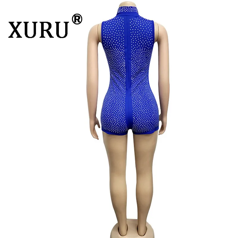 XURU summer new hot drilling jumpsuit women's sexy tight-fitting shorts blue black red jumpsuit
XURU summer new hot drilling jumpsuit women's sexy tight-fitting shorts blue black red jumpsuit