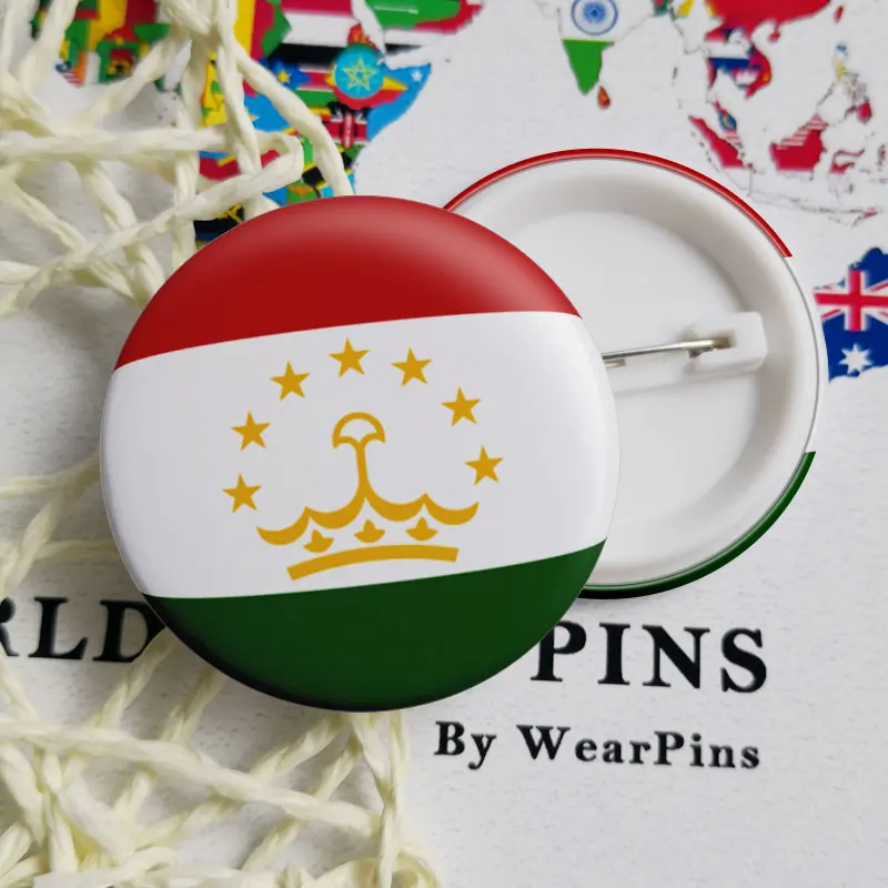 Tajikistan Flag Map Tin Button Pins LGBT Gay Rainbow Pride Badges | Украшения и аксессуары