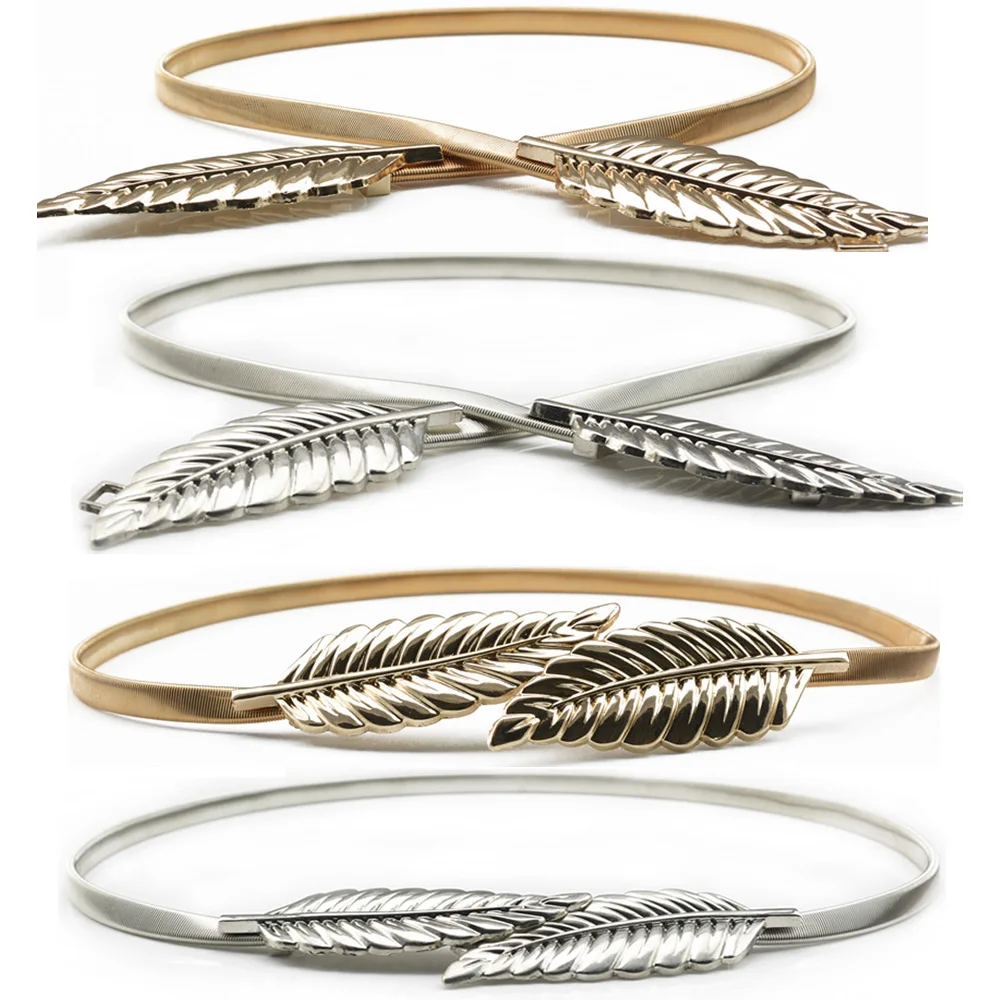 Women Ladies Metal Chain Belt Silver Gold Leaf Buckle Skinny Stretch Waistband BLTHG0014
Women Ladies Metal Chain Belt Silver Gold Leaf Buckle Skinny Stretch Waistband BLTHG0014