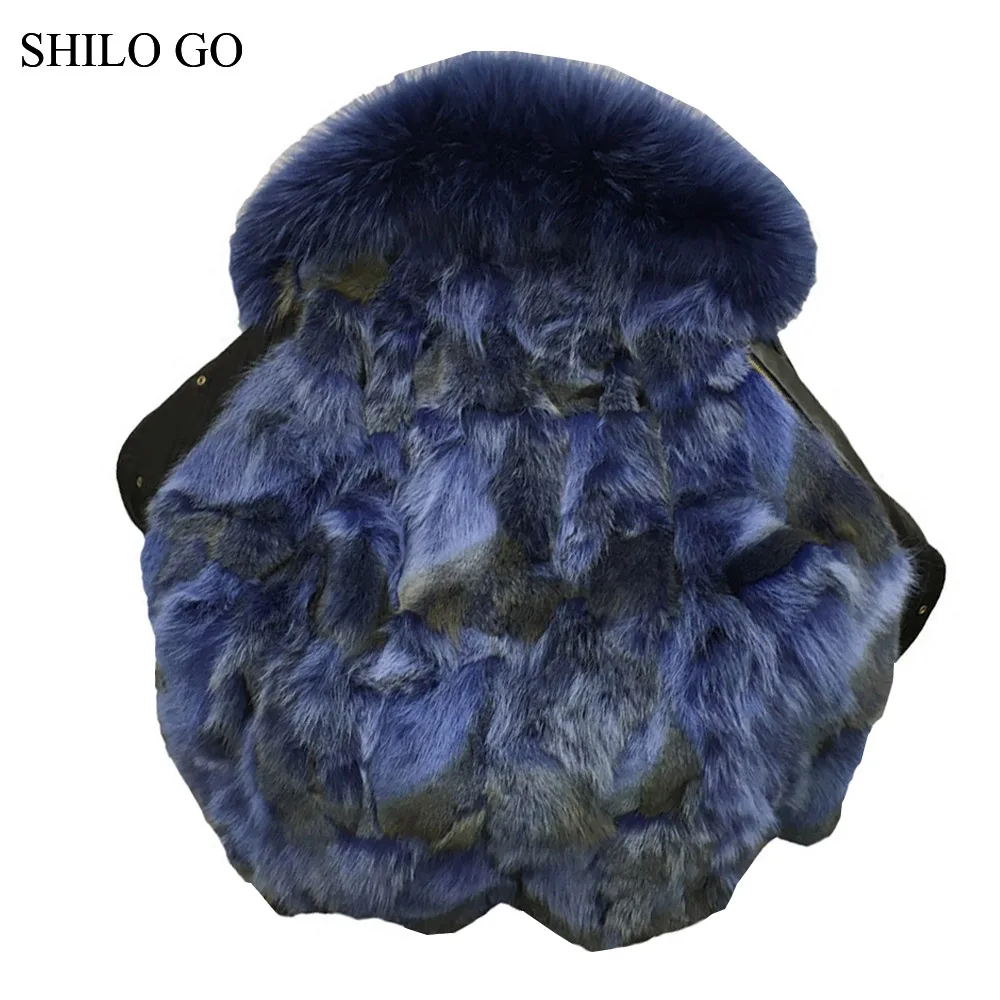 Мужская парка с капюшоном SHILO GO 5XL темно синяя свободная мехом енота Черное