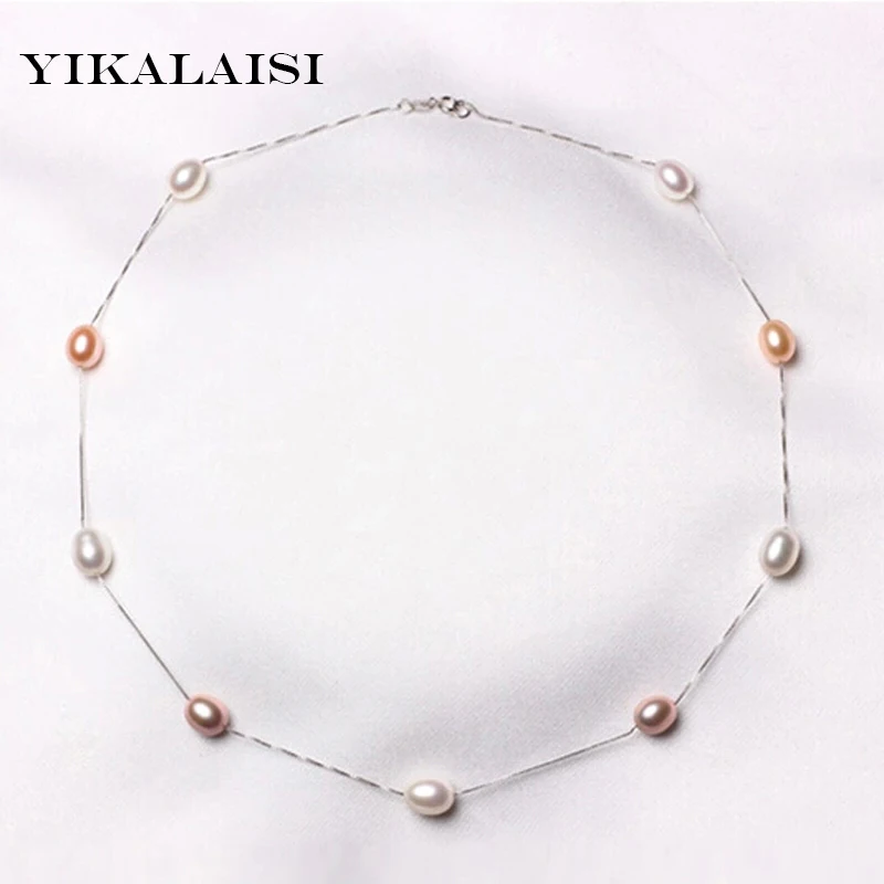 YIKALAISI 925 Sterling Silver Chain Natural Pearl Chokers Necklaces Jewelry For Women 7-8mm Pearl Necklaces Accessories
YIKALAISI 925 Sterling Silver Chain Natural Pearl Chokers Necklaces Jewelry For Women 7-8mm Pearl Necklaces Accessories