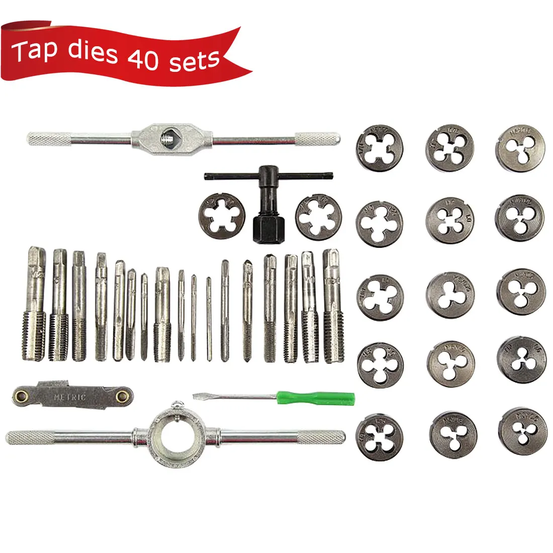 40pcs Tap Die Set M3-M12 Screw Thread Metric Taps Wrench Dies DIY Kit Wrench Screw Threading Hand Tools Alloy Metal With Box
40pcs Tap Die Set M3-M12 Screw Thread Metric Taps Wrench Dies DIY Kit Wrench Screw Threading Hand Tools Alloy Metal With Box