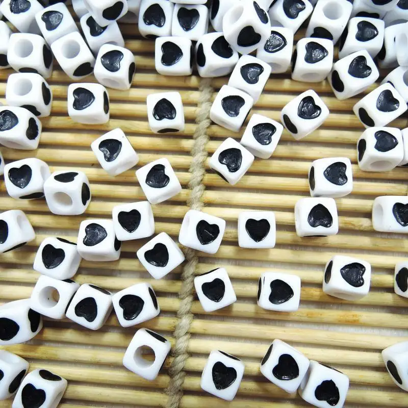 White Acrylic Cube Square Loose Beads Plated Black Heart Beads For Loom Bracelet Jewelry Making 7x7mm 100pcs ZM-17
White Acrylic Cube Square Loose Beads Plated Black Heart Beads For Loom Bracelet Jewelry Making 7x7mm 100pcs ZM-17