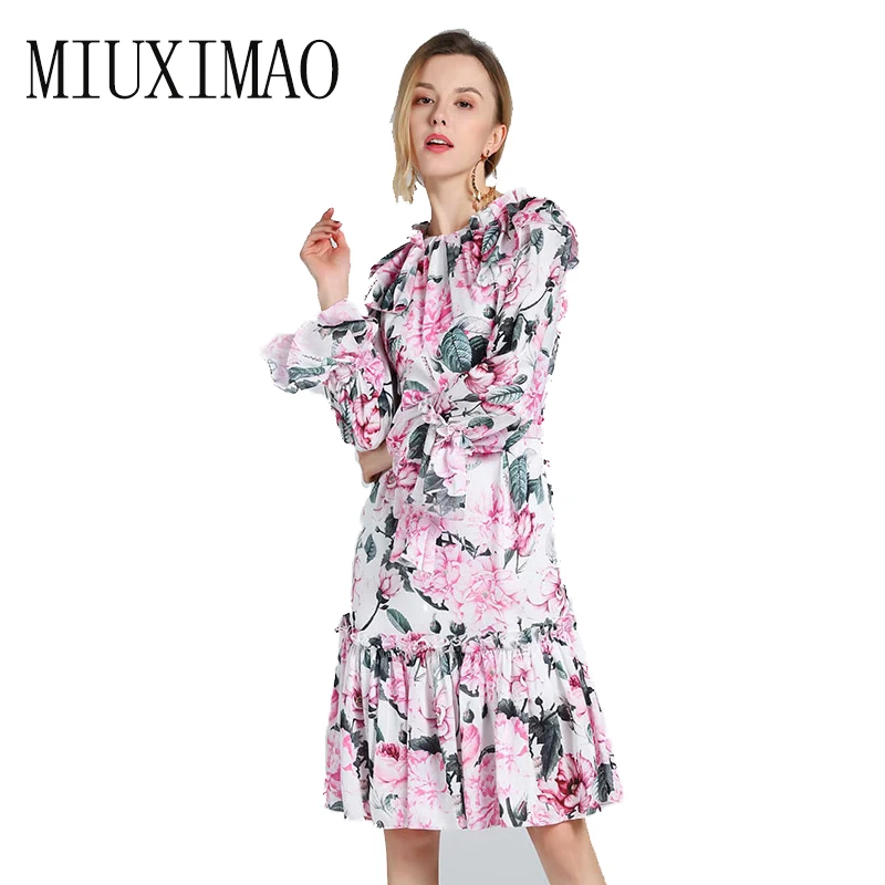 Женское длинное платье до колен, повседневное свободное платье с круглым вырезом, длинным рукавом и цветочным принтом, с поясом, весна 2019 
Женское длинное платье до колен, повседневное свободное платье с круглым вырезом, длинным рукавом и цветочным принтом, с поясом, весна 2019