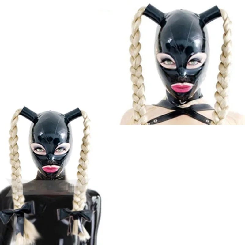 100% Latex Mask Rubber Unisex Hood with Pigtails Rubber Fetish Mask Two Braid Wigs Latex Headgear
100% Latex Mask Rubber Unisex Hood with Pigtails Rubber Fetish Mask Two Braid Wigs Latex Headgear