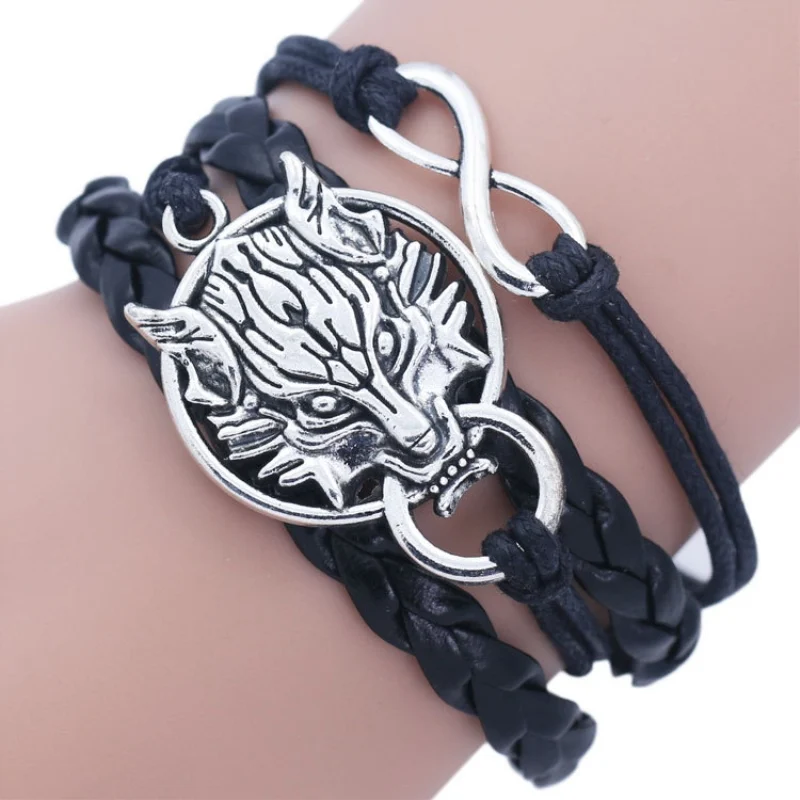 2018Vintage Antique Teen Wolf Head Infinity Male Charm Bracelet For Men Multilayer Black Rope Leather Cuff Bracelet
2018Vintage Antique Teen Wolf Head Infinity Male Charm Bracelet For Men Multilayer Black Rope Leather Cuff Bracelet