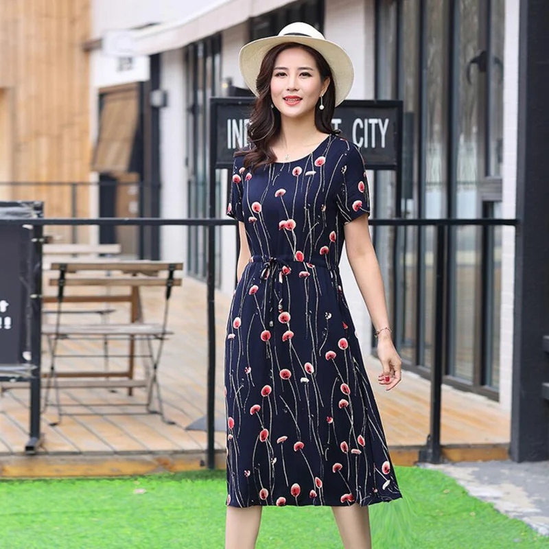 2018 Women print dresses long casual o-neck cotton summer dress Short sleeves Mid-calf plus size loose vestidos LY871
2018 Women print dresses long casual o-neck cotton summer dress Short sleeves Mid-calf plus size loose vestidos LY871
