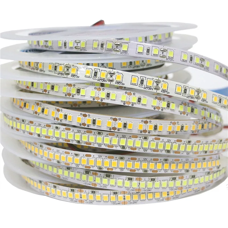 DC24V 5 м 600 светодиодов 1200 2835 SMD светодиодные полосы света двойной PCB 12V IP30 белый