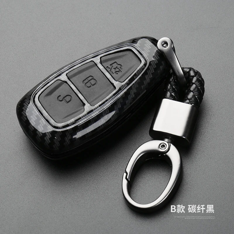 Carbon Car Styling Key Cover Keychain For Ford Fiesta Focus 2 Ecosport Kuga Escape Flip folding Remote key Case 3 Buttons | Автомобили и