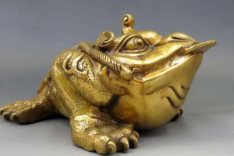 

Китайская статуя жабы 9 дюймов по фэн-шуй из латуни и меди